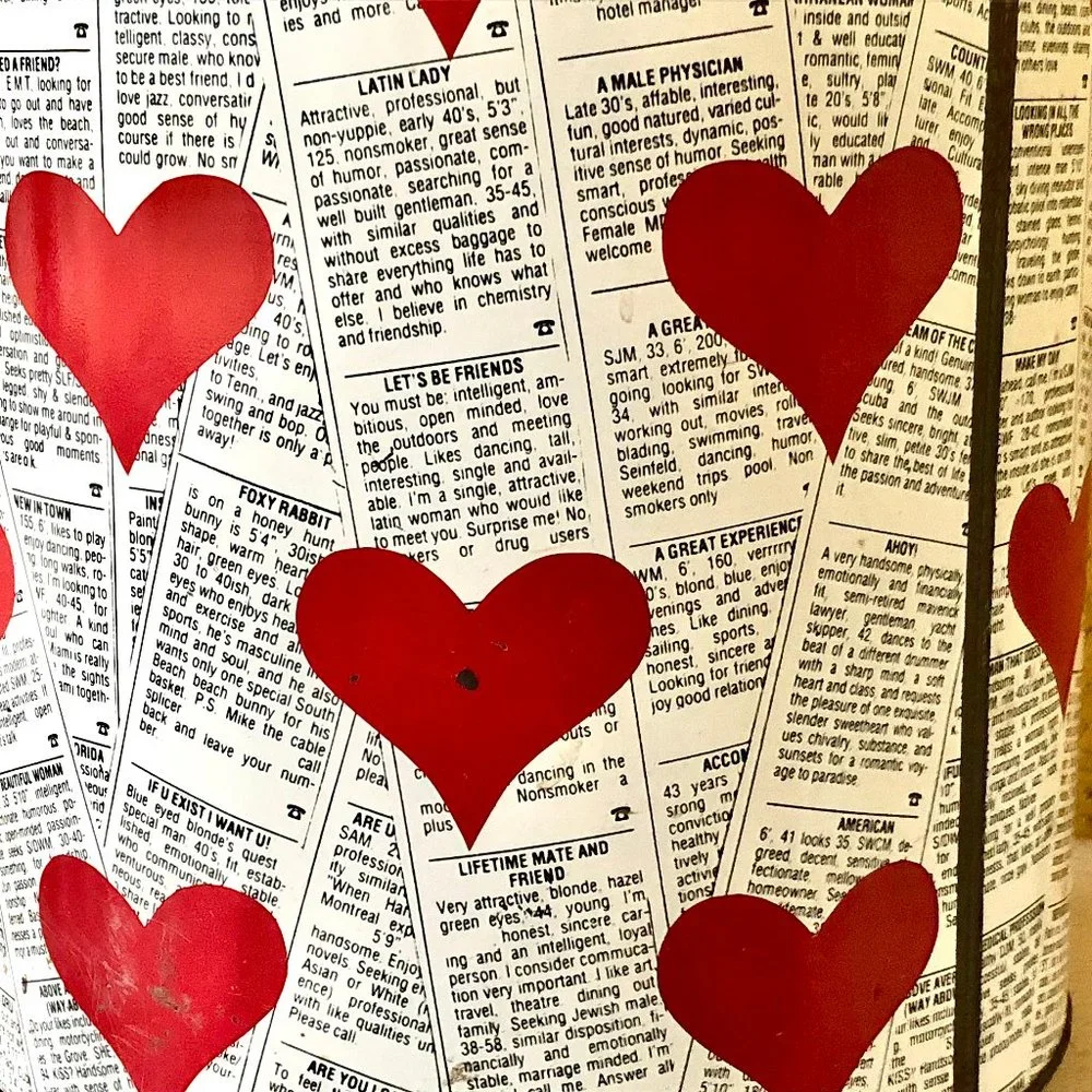 Vintage Metal Tin Can Hearts Looking For Love Ads Valentine's Day 11